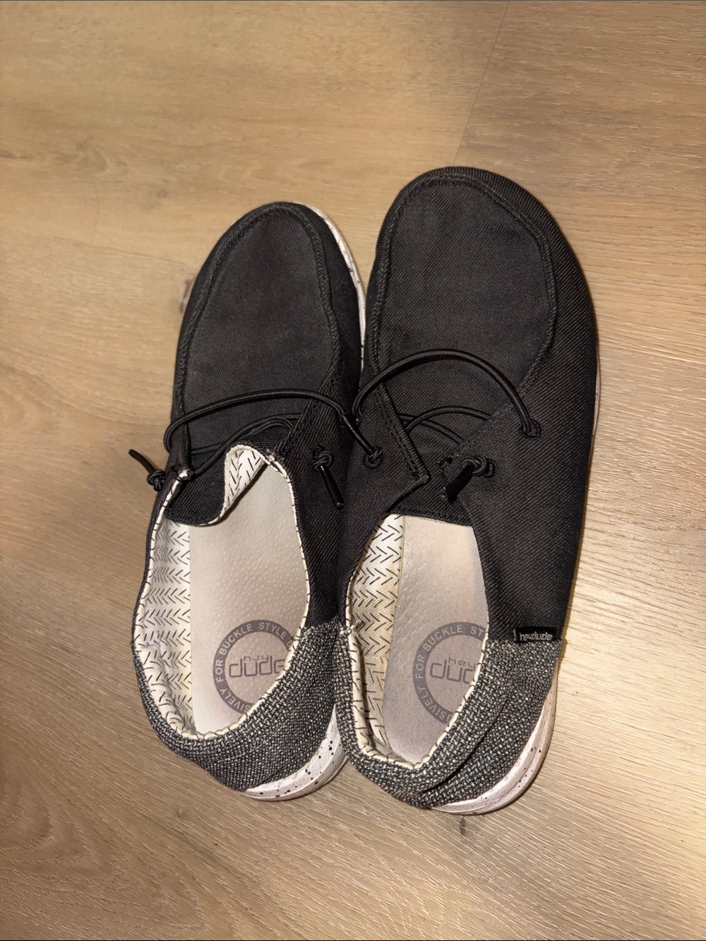 Hey Dude Black Canvas Women's Slip-On Loafers
